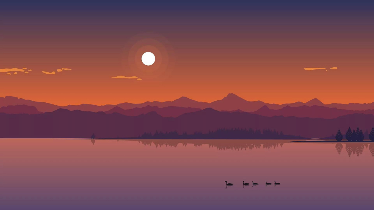 Minimalism, Sunset, Water, Cloud, Water Resources. Wallpaper in 1280x720 Resolution