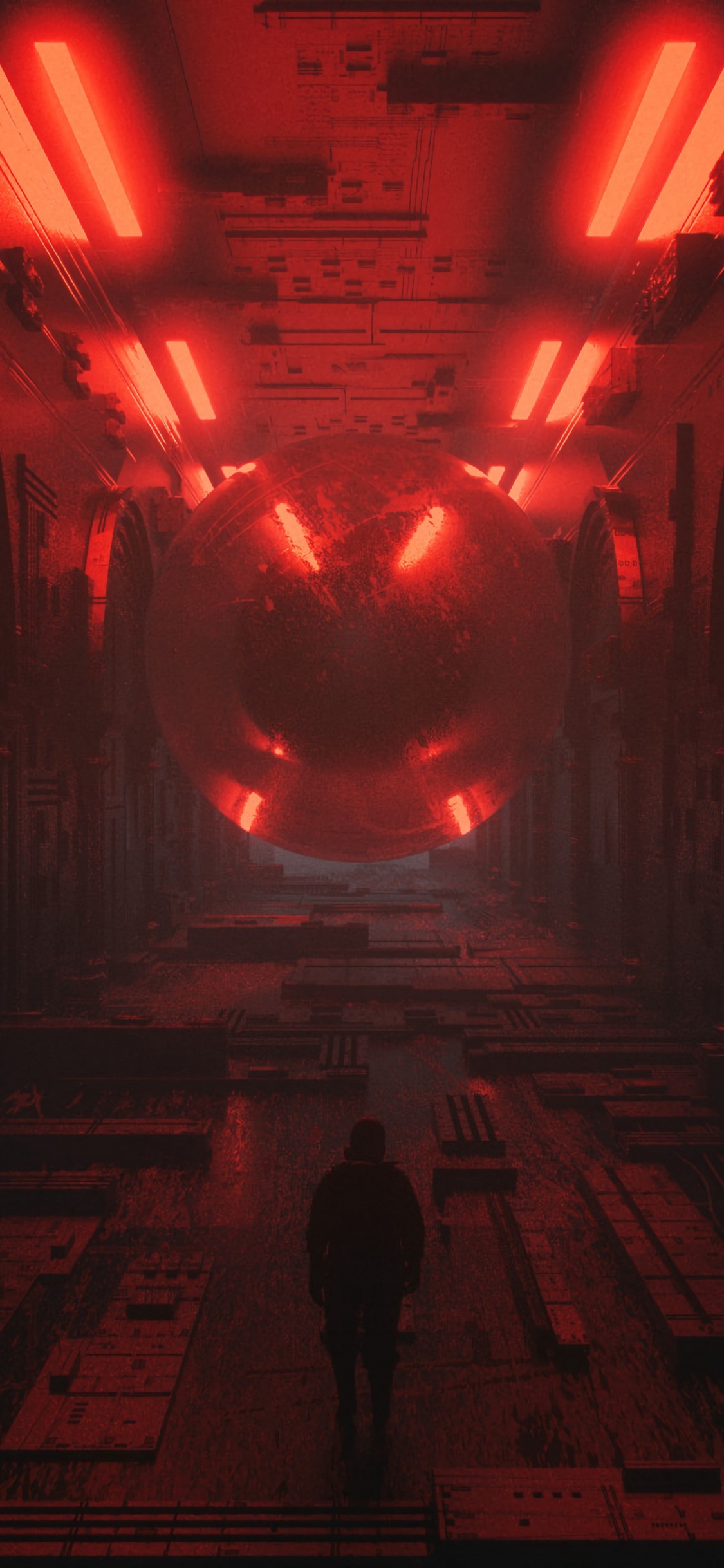 Persona Que Camina en el Túnel Durante el Día. Wallpaper in 1125x2436 Resolution