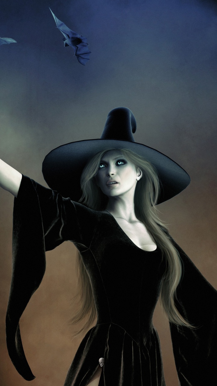 Mujer Con Sombrero Negro y Vestido Negro de Manga Larga. Wallpaper in 720x1280 Resolution