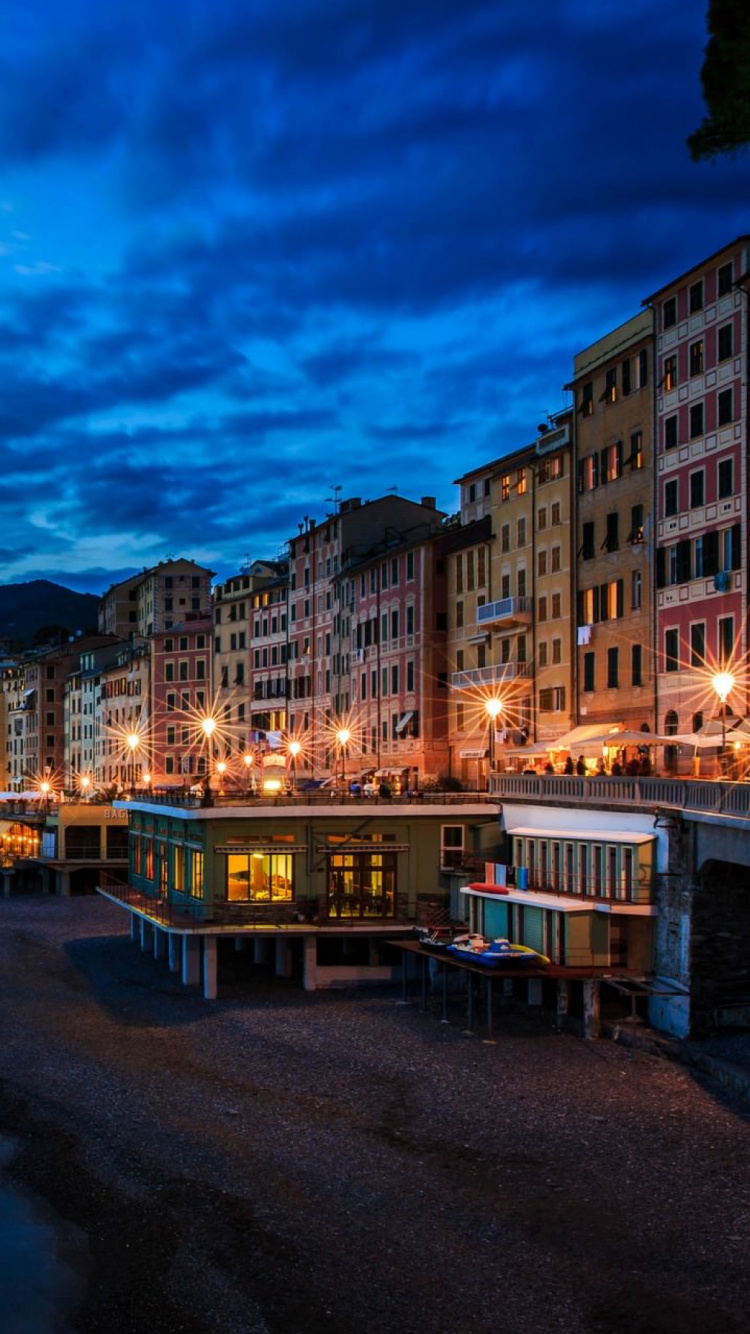 City Skyline Near Body of Water During Night Time. Wallpaper in 750x1334 Resolution