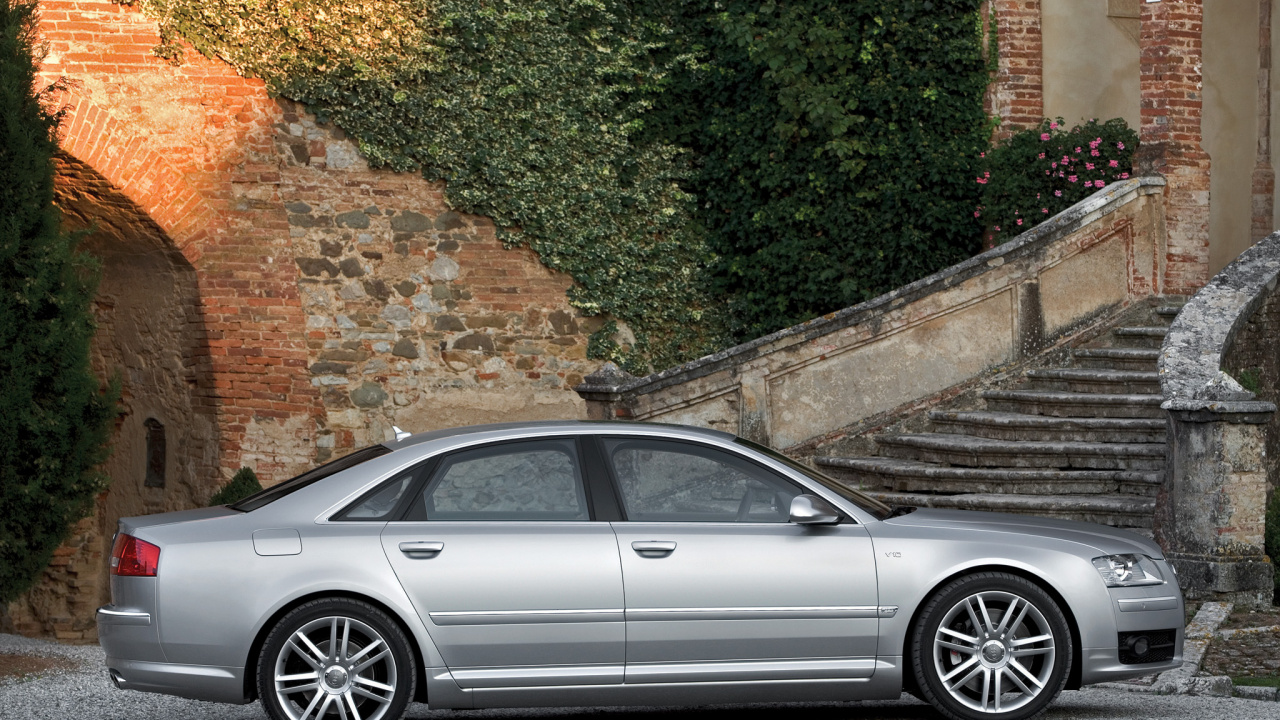 Silver Sedan Parked Beside Green Plant. Wallpaper in 1280x720 Resolution