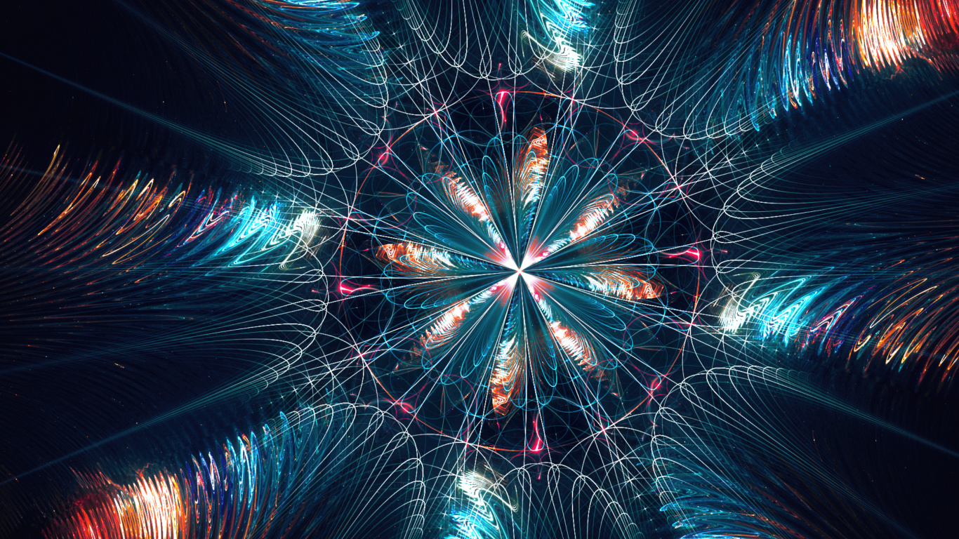 分形, 烟花, 光, 午夜, 艺术 壁纸 1366x768 允许