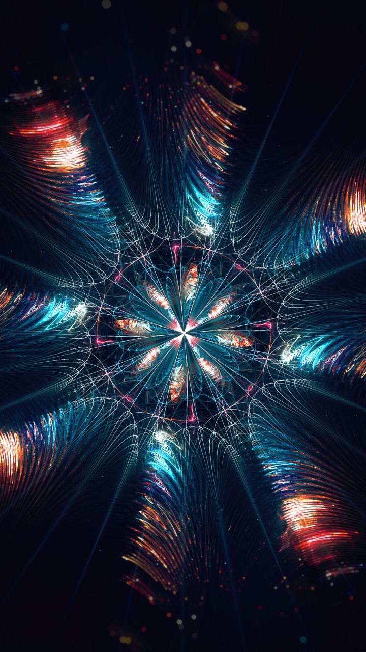 分形, 烟花, 光, 午夜, 艺术 壁纸 720x1280 允许