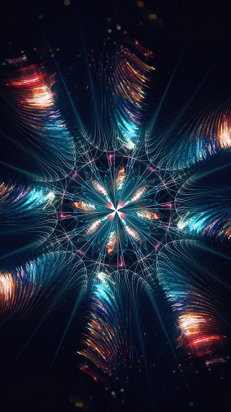 分形, 烟花, 光, 午夜, 艺术 壁纸 750x1334 允许