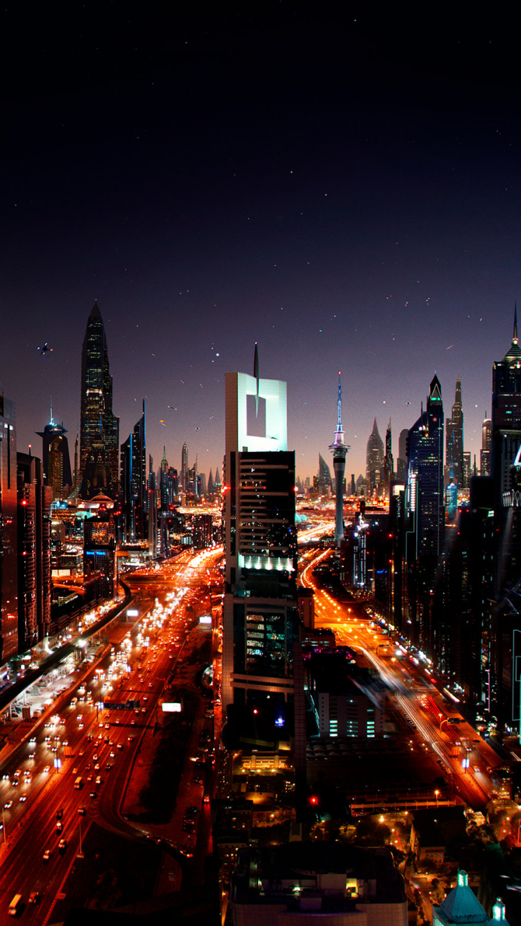 City Buildings During Night Time. Wallpaper in 750x1334 Resolution