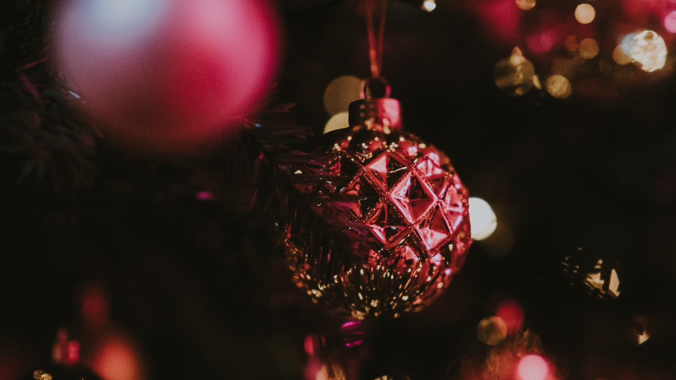 Weihnachten, Christmas Ornament, Verzierung, Pink, Licht. Wallpaper in 1366x768 Resolution