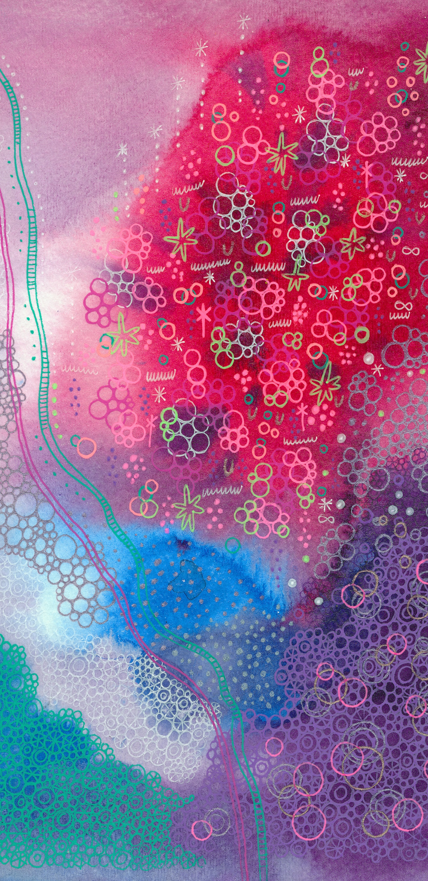 Pintura Abstracta Rosa y Azul. Wallpaper in 1440x2960 Resolution