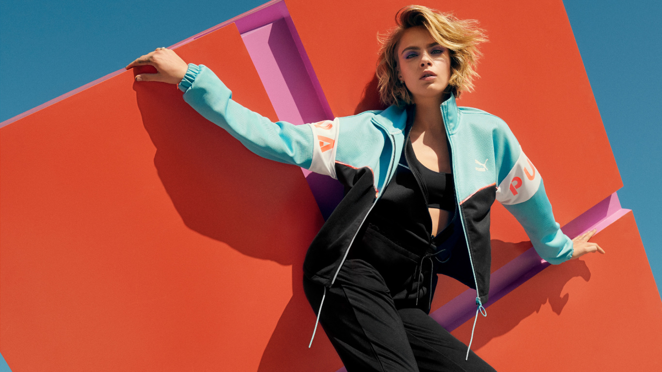 Cara Delevingne, Puma, Model, Fun, Performance. Wallpaper in 1366x768 Resolution