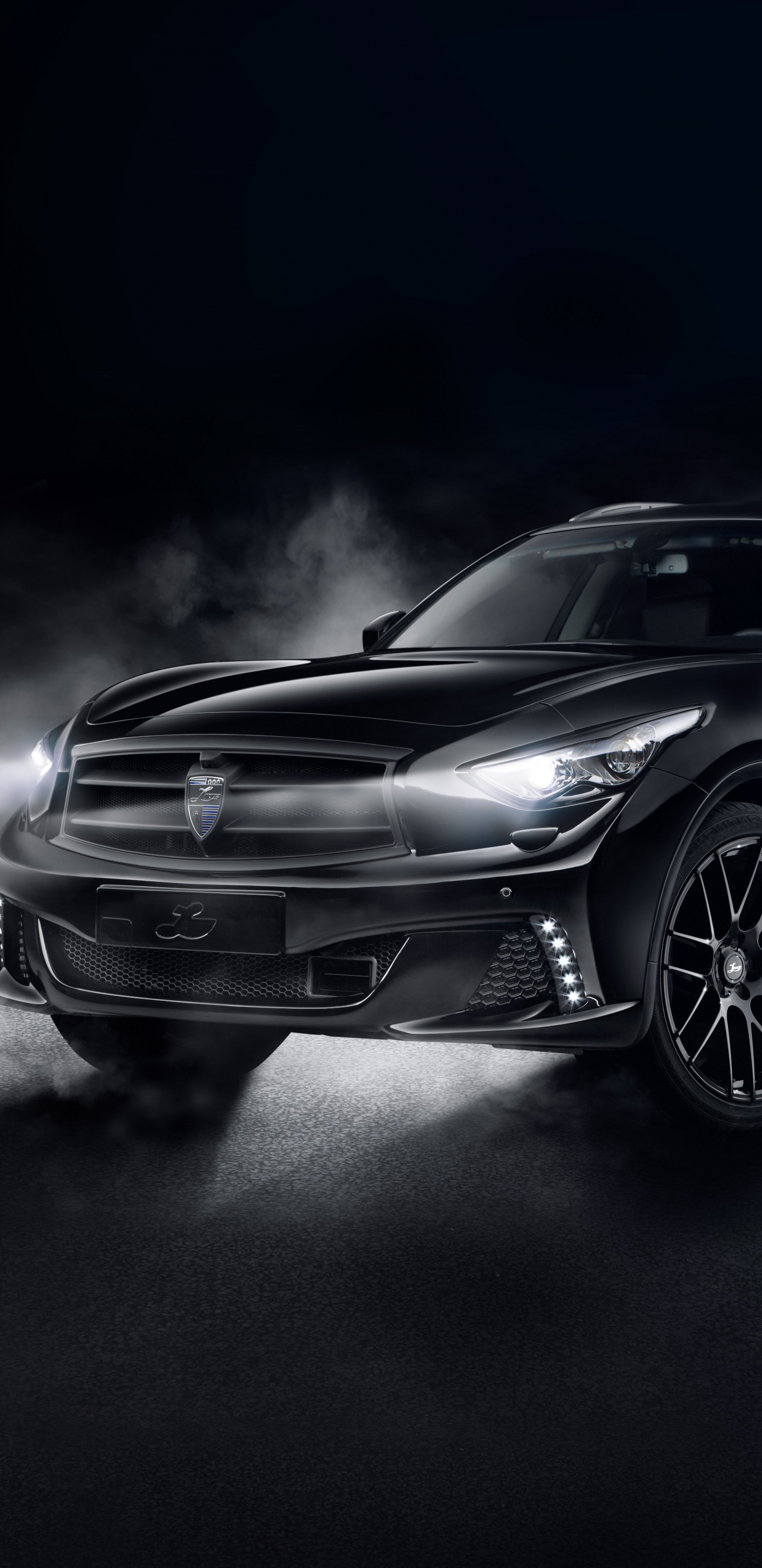 Schwarzer Porsche 911 Auf Schwarzem Hintergrund. Wallpaper in 1440x2960 Resolution