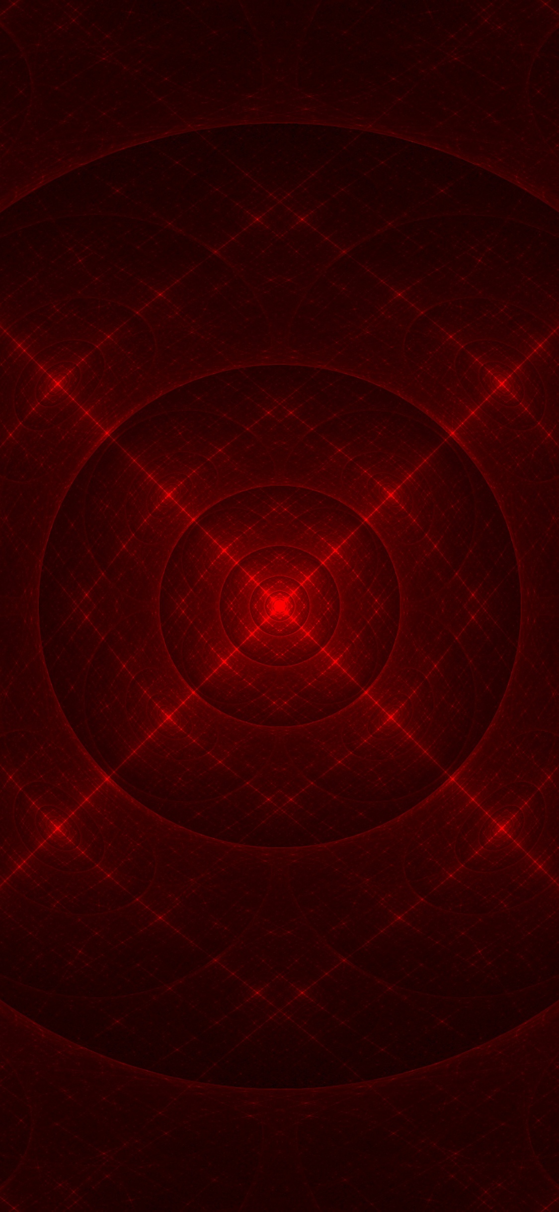 分形, 红色的, 圆圈, 空间, 对称 壁纸 1125x2436 允许