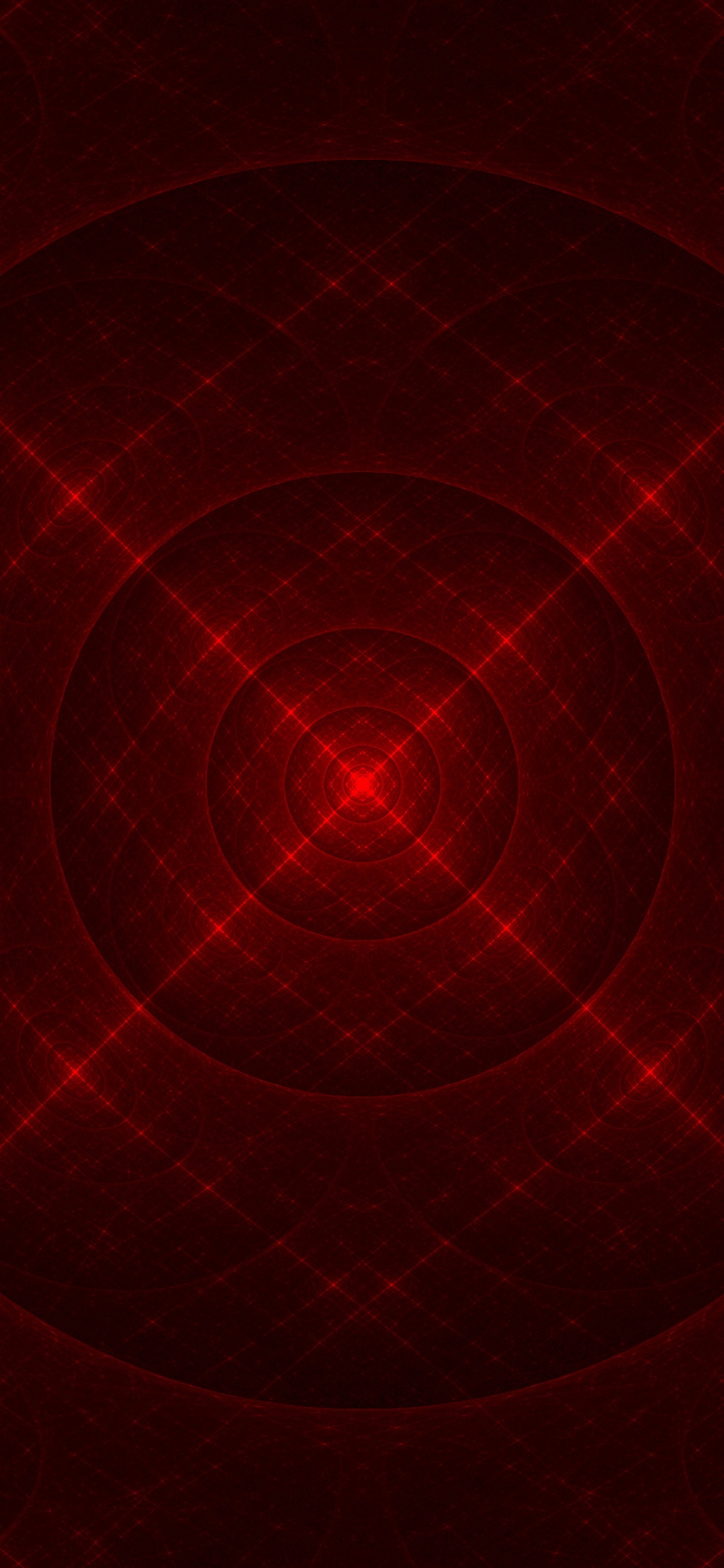 分形, 红色的, 圆圈, 空间, 对称 壁纸 1242x2688 允许