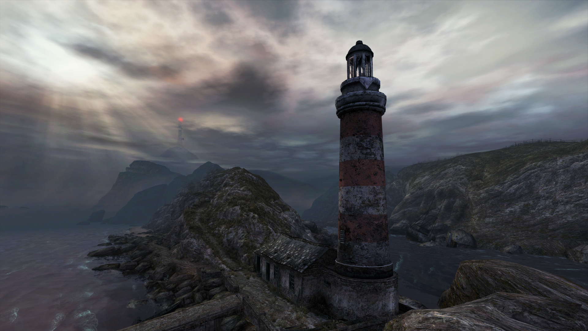 Brauner Und Weißer Betonturm Auf Dem Berg. Wallpaper in 1920x1080 Resolution