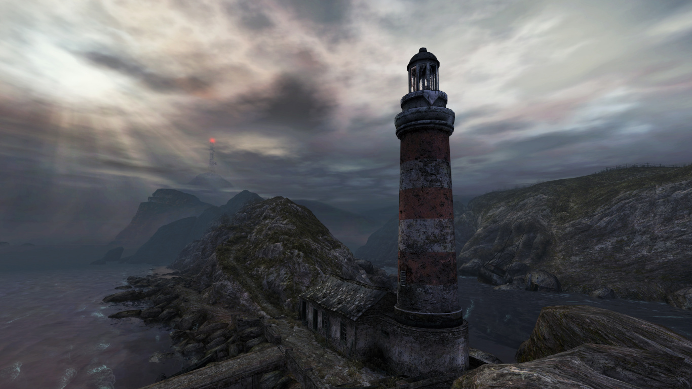 Torre de Hormigón Marrón y Blanco en la Montaña. Wallpaper in 1366x768 Resolution