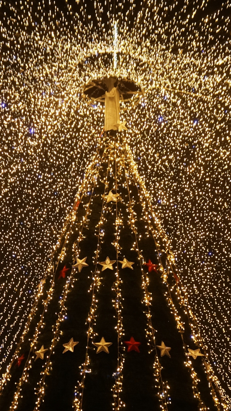 圣诞彩灯, 圣诞节那天, 光, 建筑, 对称 壁纸 750x1334 允许