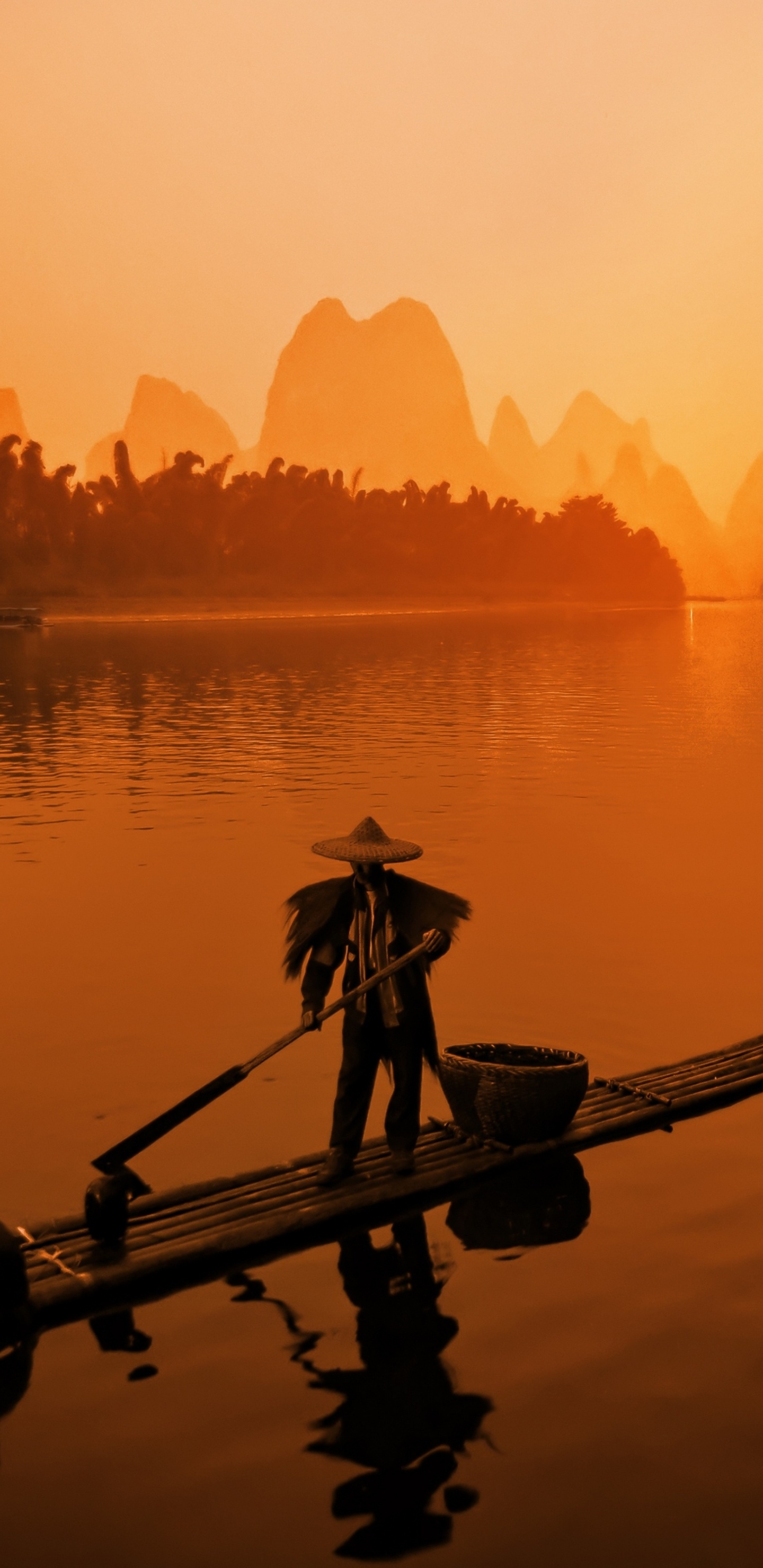 龙胜米的露台, 反射, 早上, 日出, 日落 壁纸 1440x2960 允许