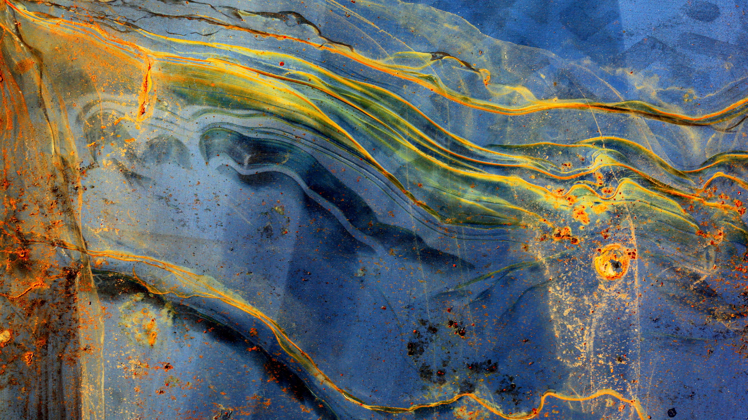 Pintura Abstracta Azul y Amarilla. Wallpaper in 2560x1440 Resolution