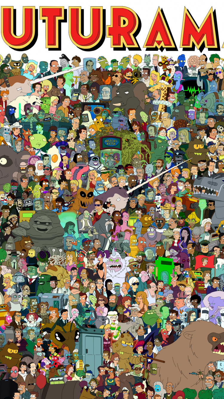 Bender, Caractère, Foule, Festival, Télévision. Wallpaper in 750x1334 Resolution