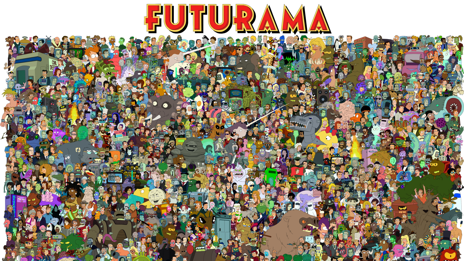 Bender, Character, Crowd, Festival, Television. Wallpaper in 1920x1080 Resolution