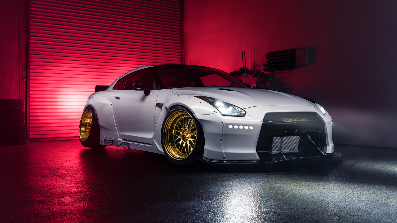 Weißer Porsche 911 Auf Rotem Boden. Wallpaper in 1280x720 Resolution