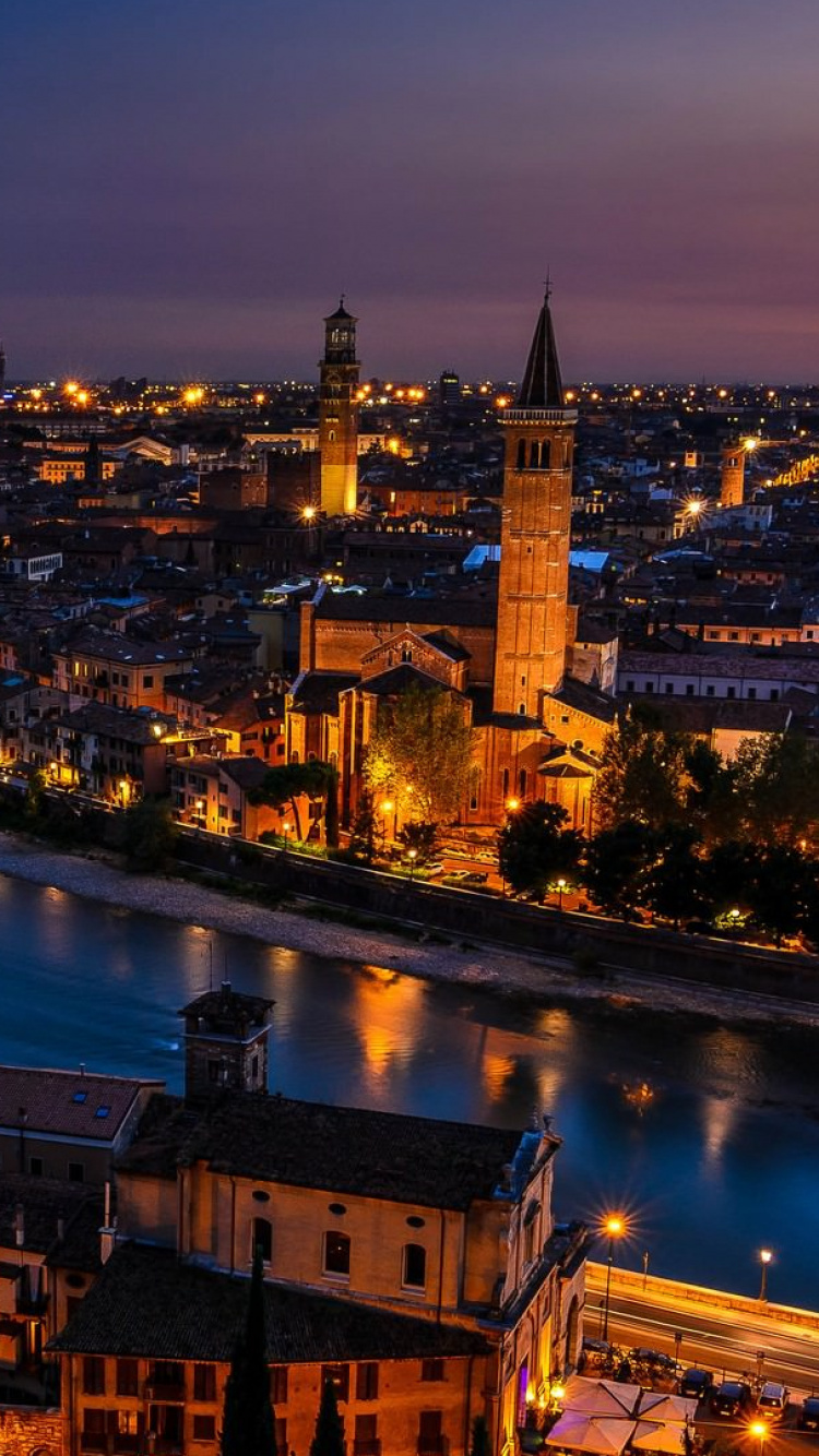 Ville Avec Des Immeubles de Grande Hauteur Pendant la Nuit. Wallpaper in 750x1334 Resolution