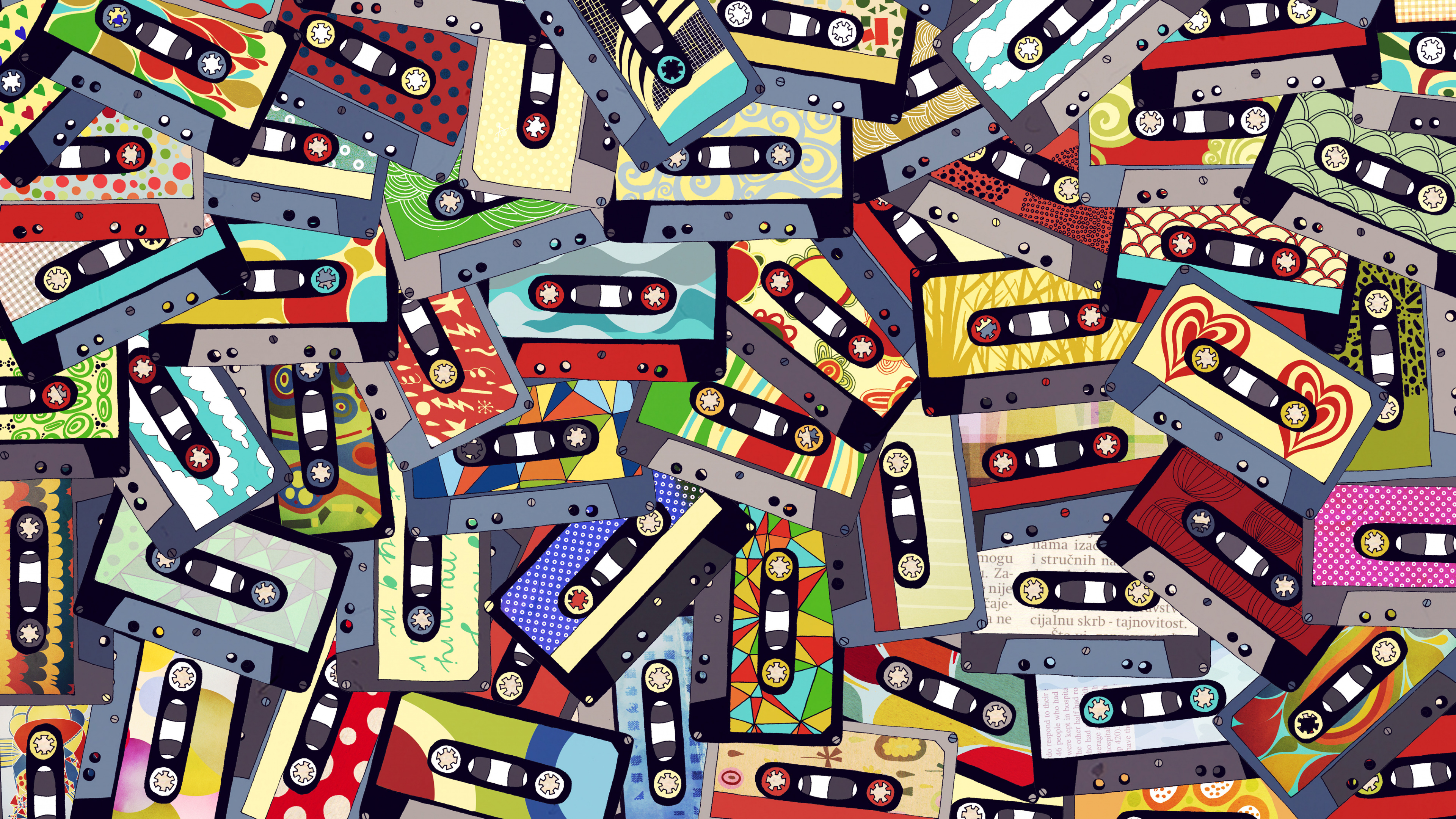 Cassette, Collage, Télévision, Arts Créatifs, Conception. Wallpaper in 3840x2160 Resolution