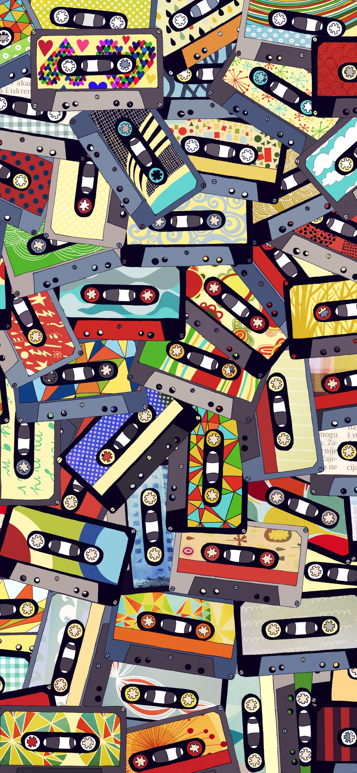 Cassette Tape, Collage, Television, Creative Arts, Design. Wallpaper in 1242x2688 Resolution