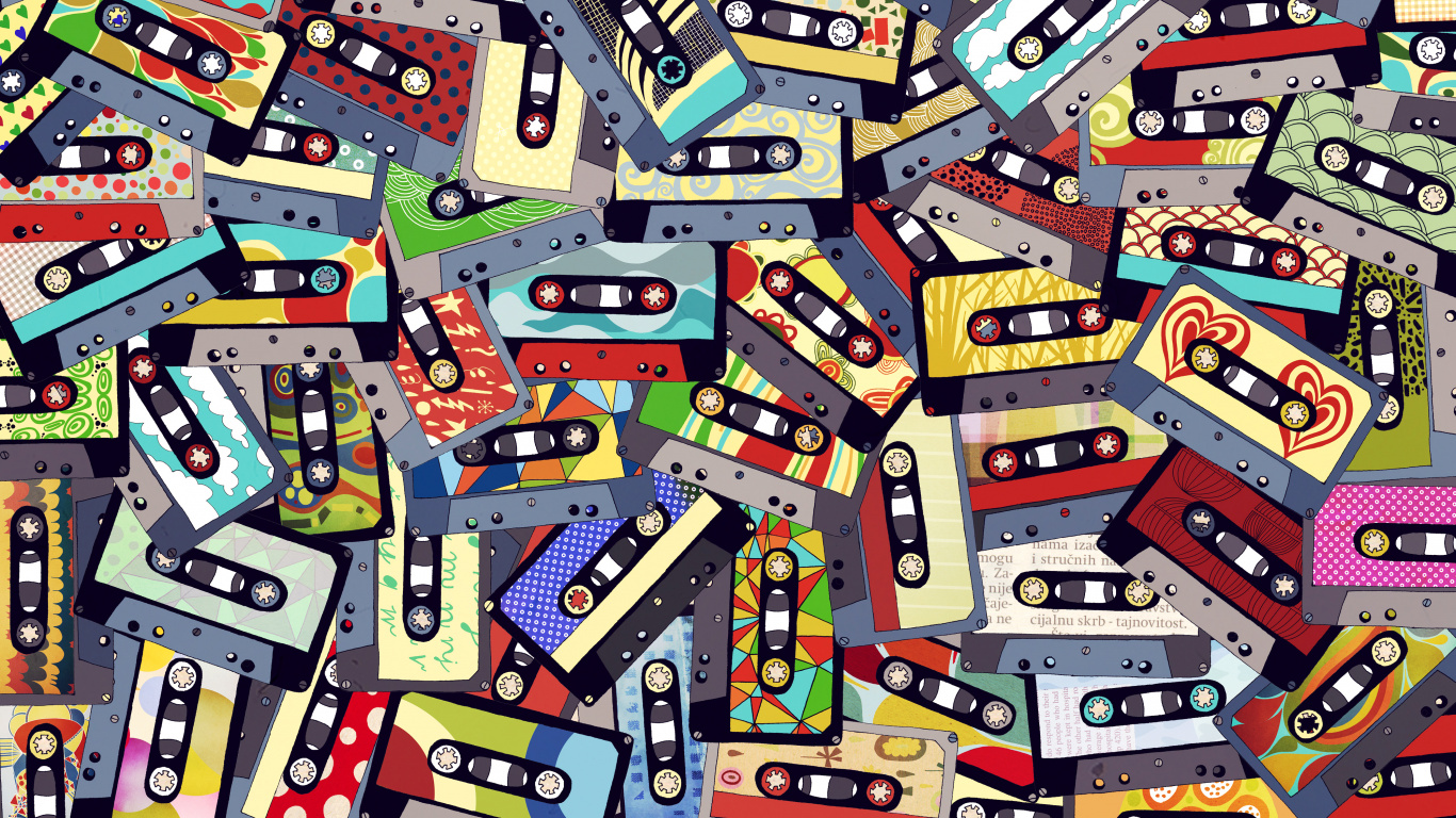 Cassette Tape, Collage, Television, Creative Arts, Design. Wallpaper in 1366x768 Resolution