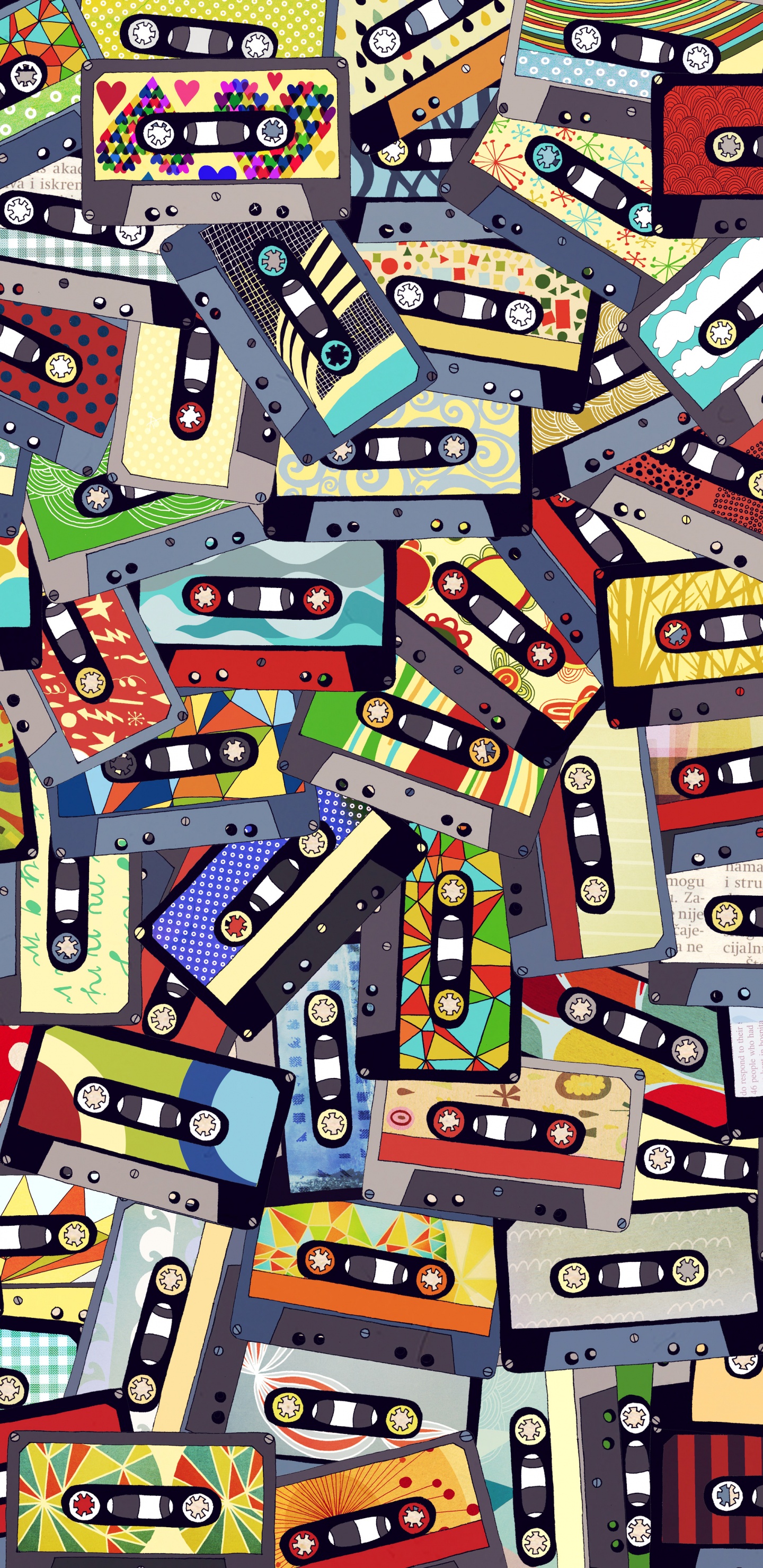 Cassette Tape, Collage, Television, Creative Arts, Design. Wallpaper in 1440x2960 Resolution