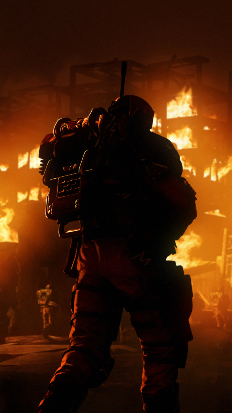 Gruppe Von Männern im Schwarzen Und Weißen Anzug, Die in Flammen Stehen. Wallpaper in 750x1334 Resolution