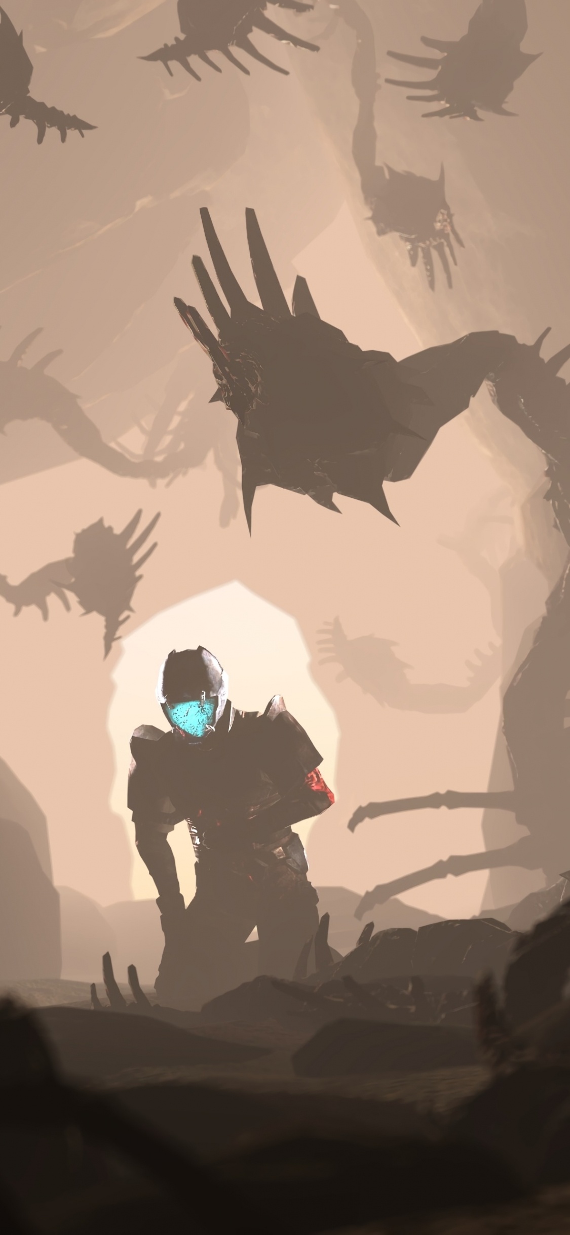 Mann in Schwarzer Jacke Steht Auf Felsen. Wallpaper in 1125x2436 Resolution