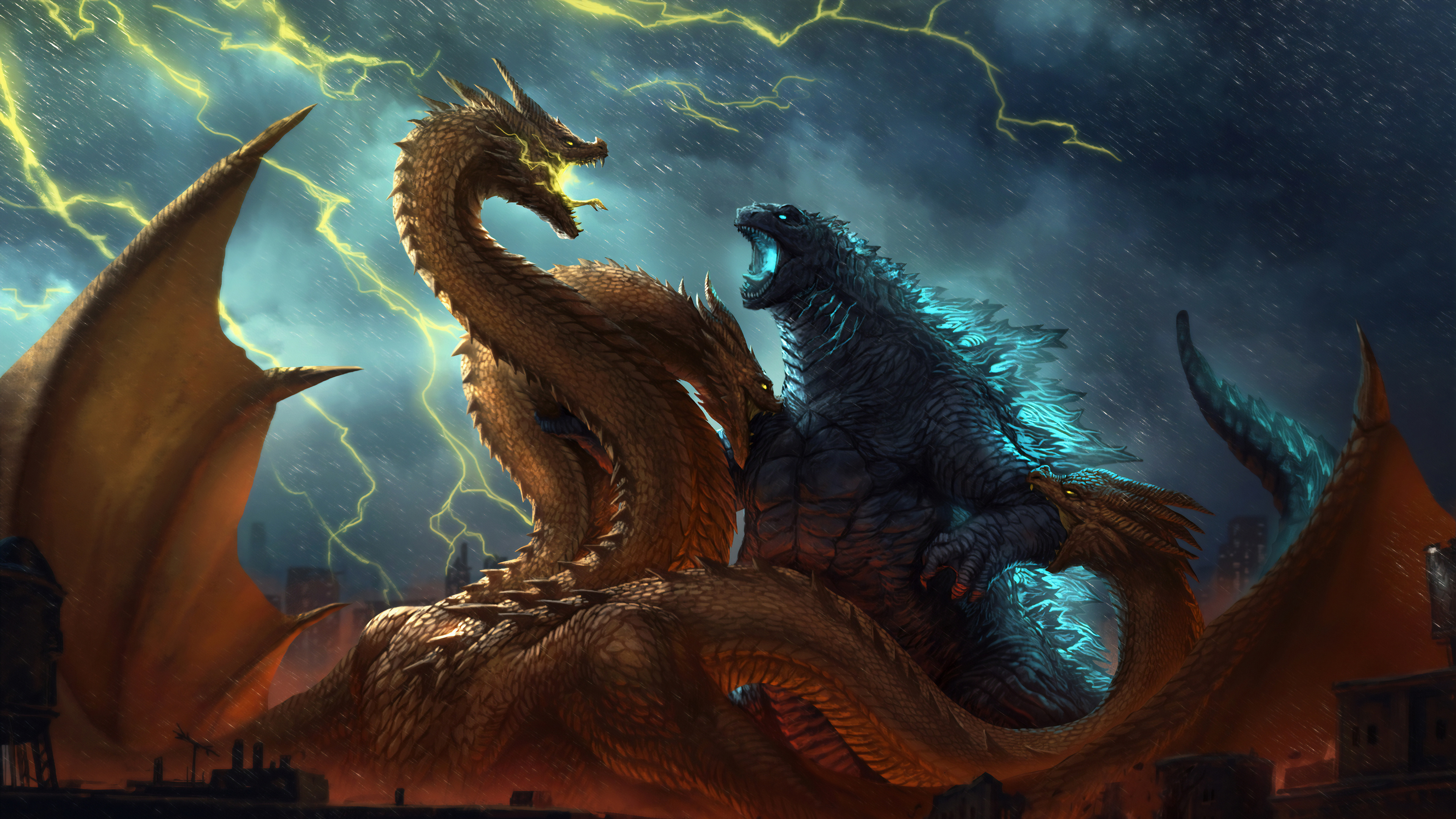 Brown Dragon on Body of Water. Wallpaper in 3840x2160 Resolution