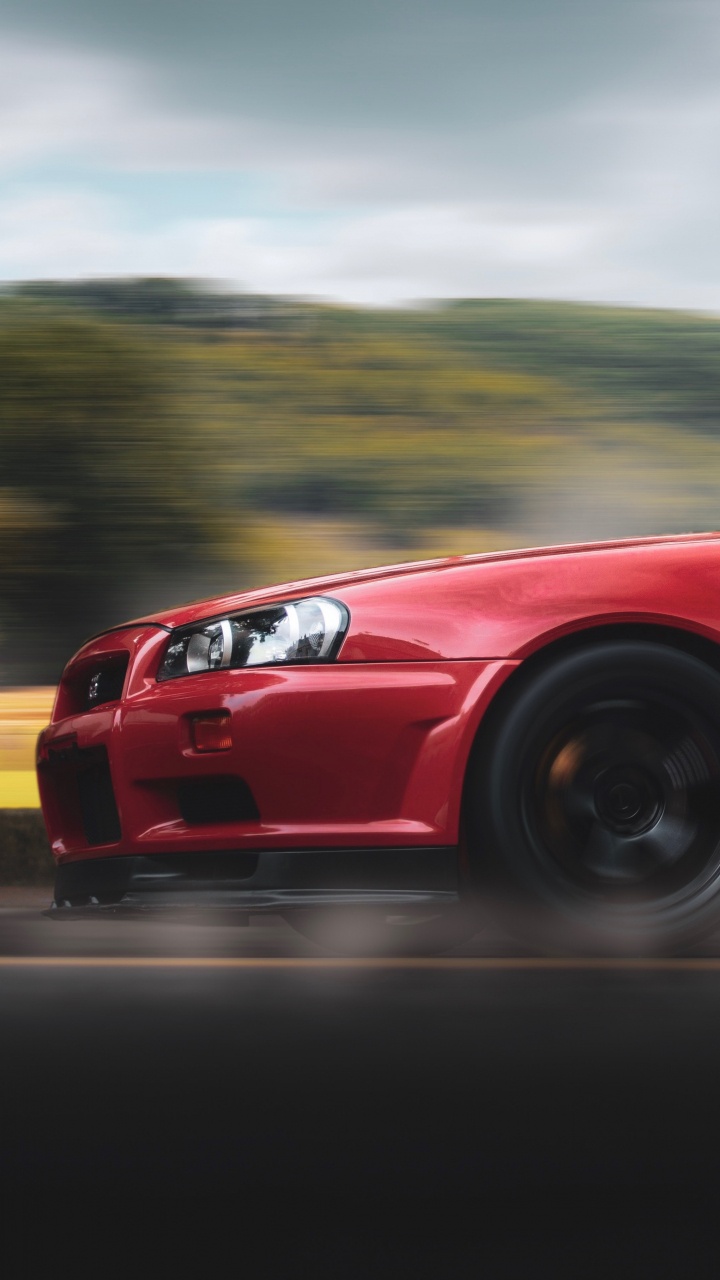 Red Ferrari 458 Italia on Road. Wallpaper in 720x1280 Resolution