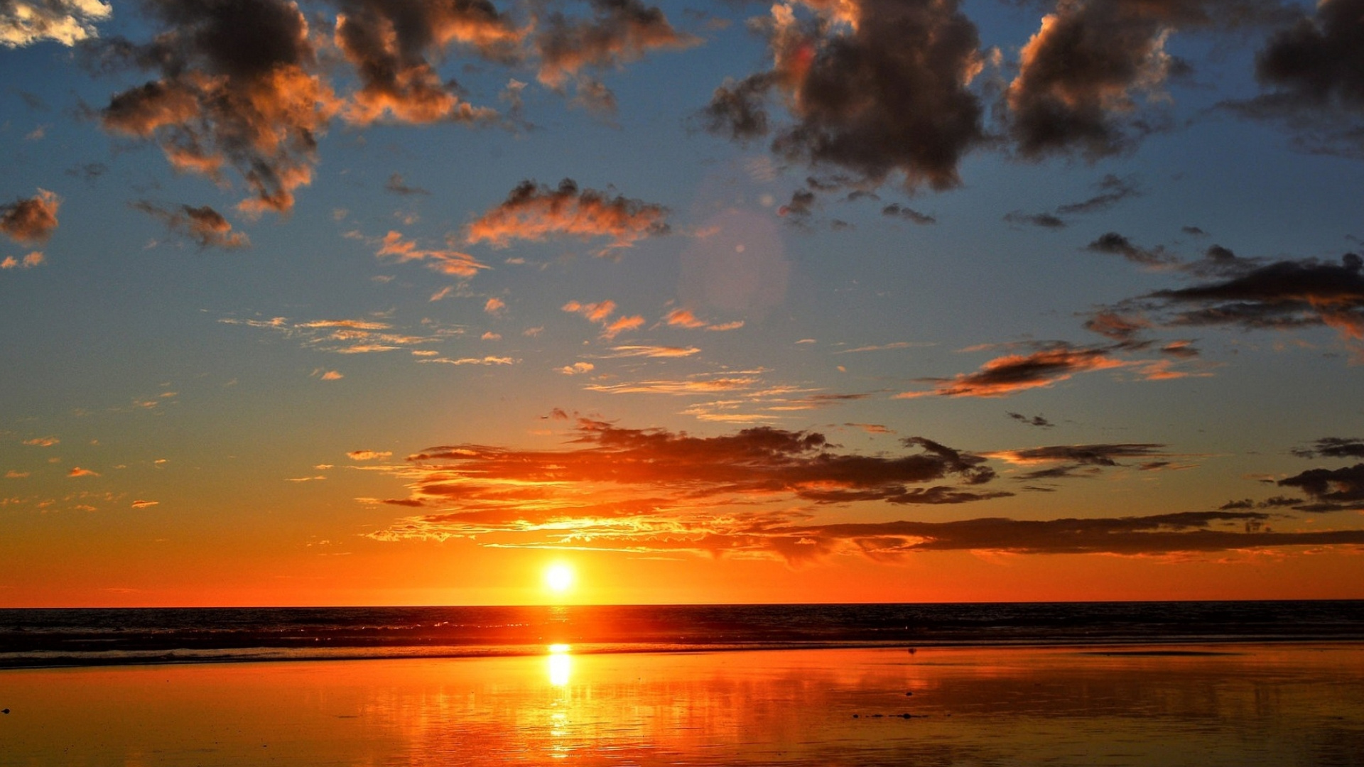 Sonnenuntergang, Natur, Flüssigkeit, Cloud, Orange. Wallpaper in 1920x1080 Resolution