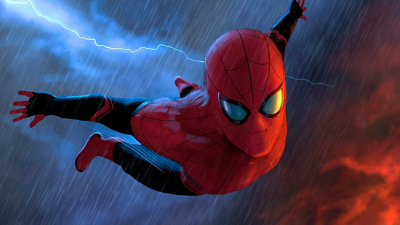 Red and Blue Spider Man Mask. Wallpaper in 1366x768 Resolution