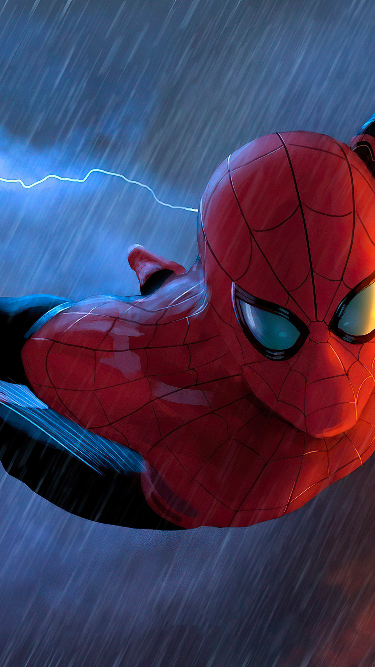 Rote Und Blaue Spider Man Maske. Wallpaper in 750x1334 Resolution