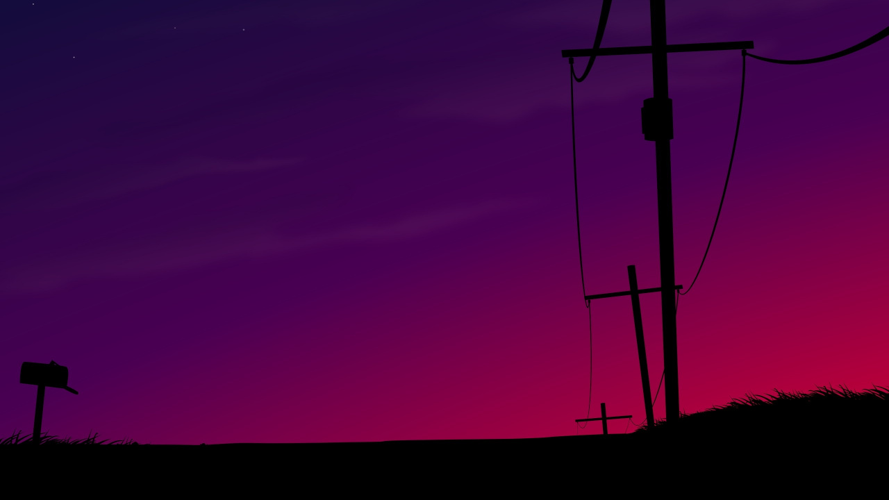 Silhouette of Street Post Under Purple Sky. Wallpaper in 1280x720 Resolution