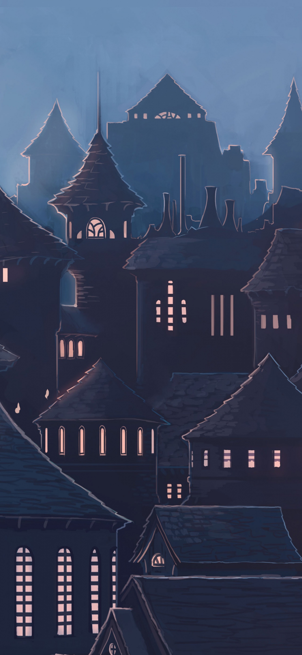 Hogwarts, Harry Potter, Facade, Spire, Roof. Wallpaper in 1242x2688 Resolution