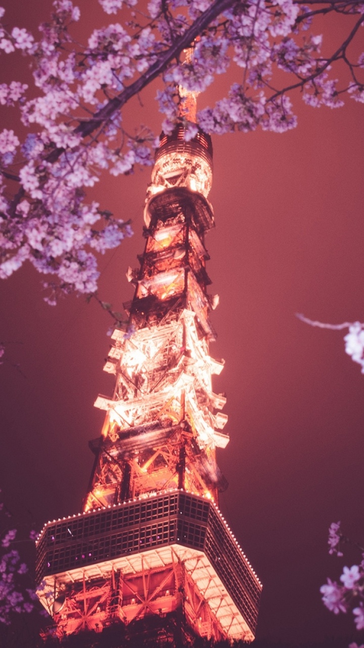Low Angle Photography of Brown and White Tower Under Purple Sky. Wallpaper in 720x1280 Resolution
