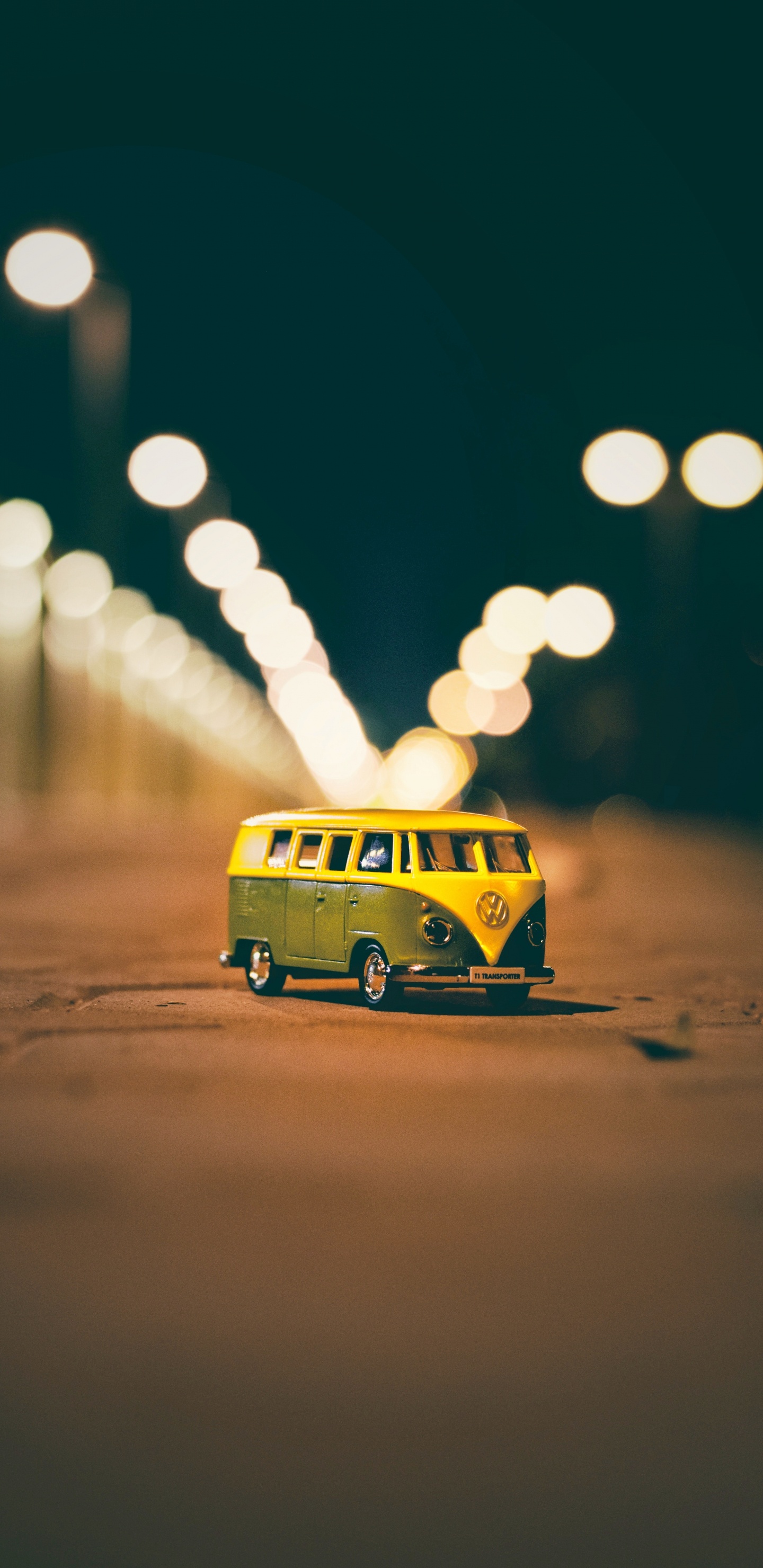 Yellow Bus on Road During Night Time. Wallpaper in 1440x2960 Resolution