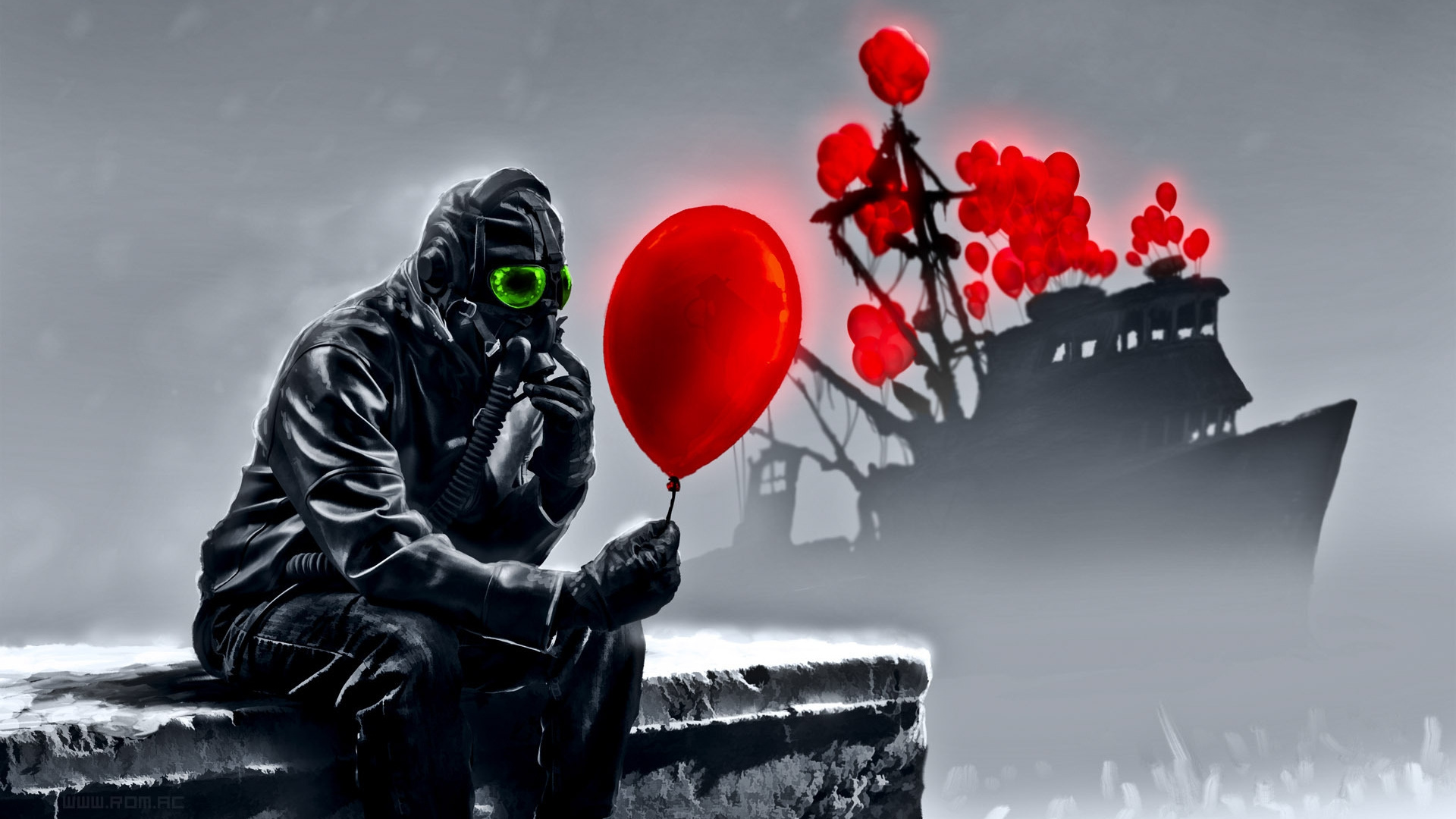 Homme en Veste Noire Tenant un Ballon Rouge. Wallpaper in 1920x1080 Resolution