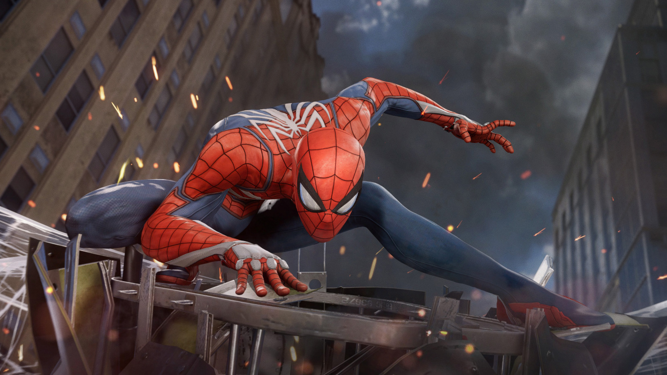 Spider-man, 患有失眠症的游戏, 超级英雄, 性能, 肉体 壁纸 1366x768 允许