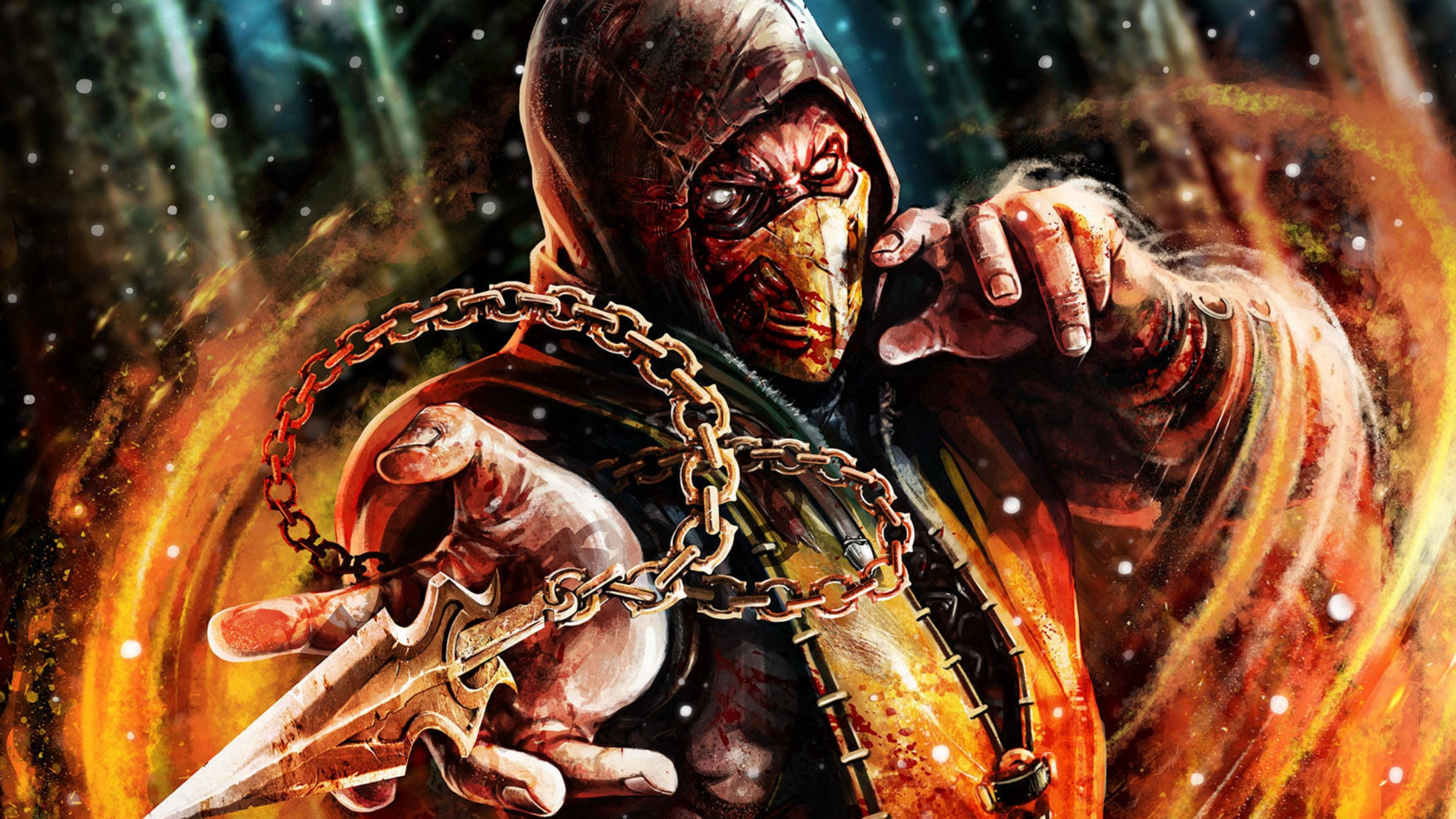 Mortal Kombat x, Mortal Kombat, Scorpion, Mortal Kombat 11, Écarlate. Wallpaper in 2560x1440 Resolution