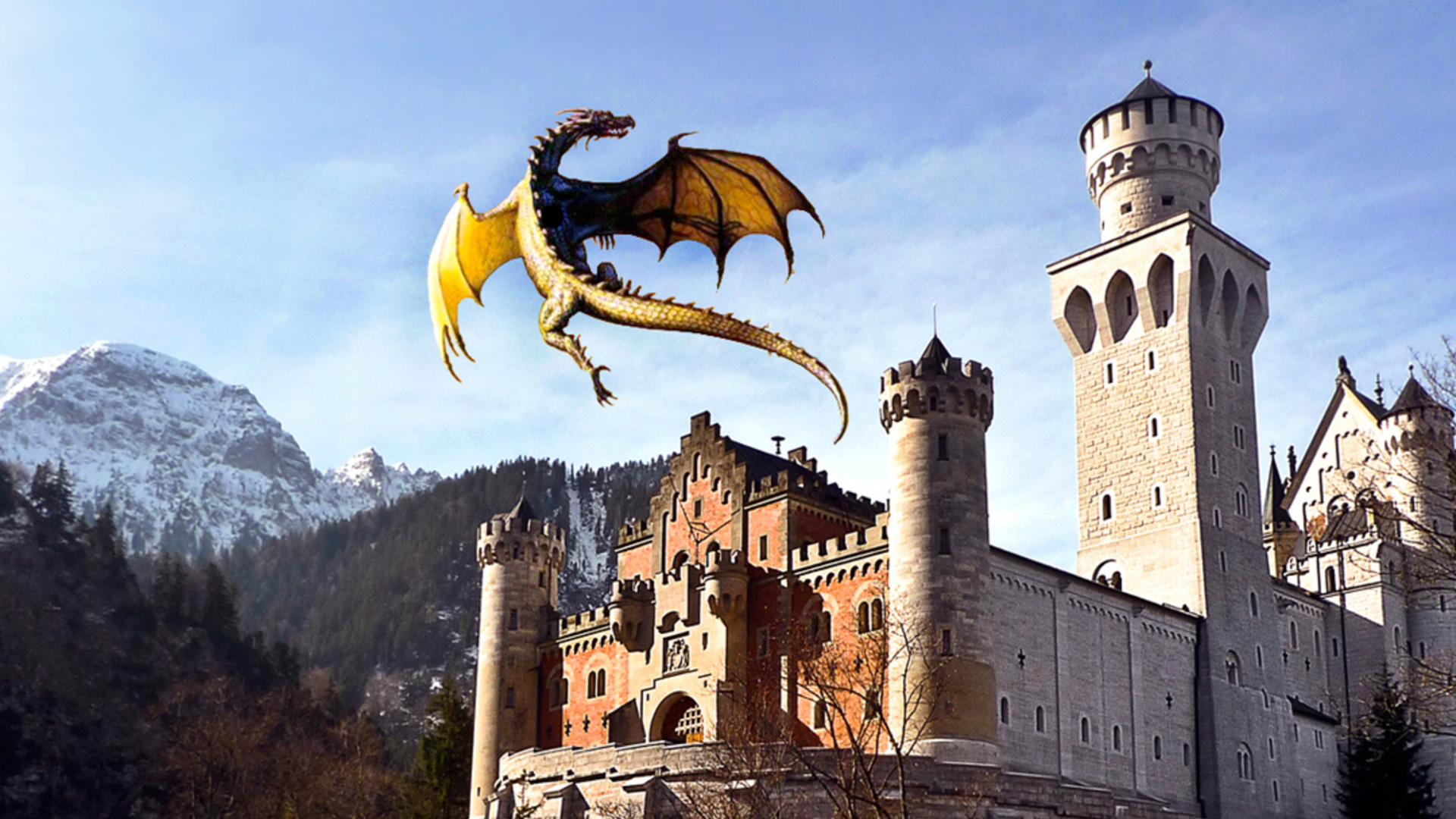 White and Brown Concrete Castle Near Mountain During Daytime. Wallpaper in 1920x1080 Resolution