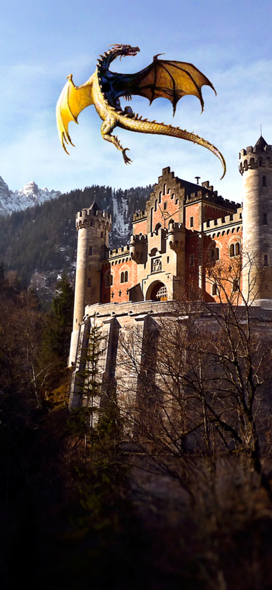 Castillo de Hormigón Blanco y Marrón Cerca de la Montaña Durante el Día. Wallpaper in 1125x2436 Resolution
