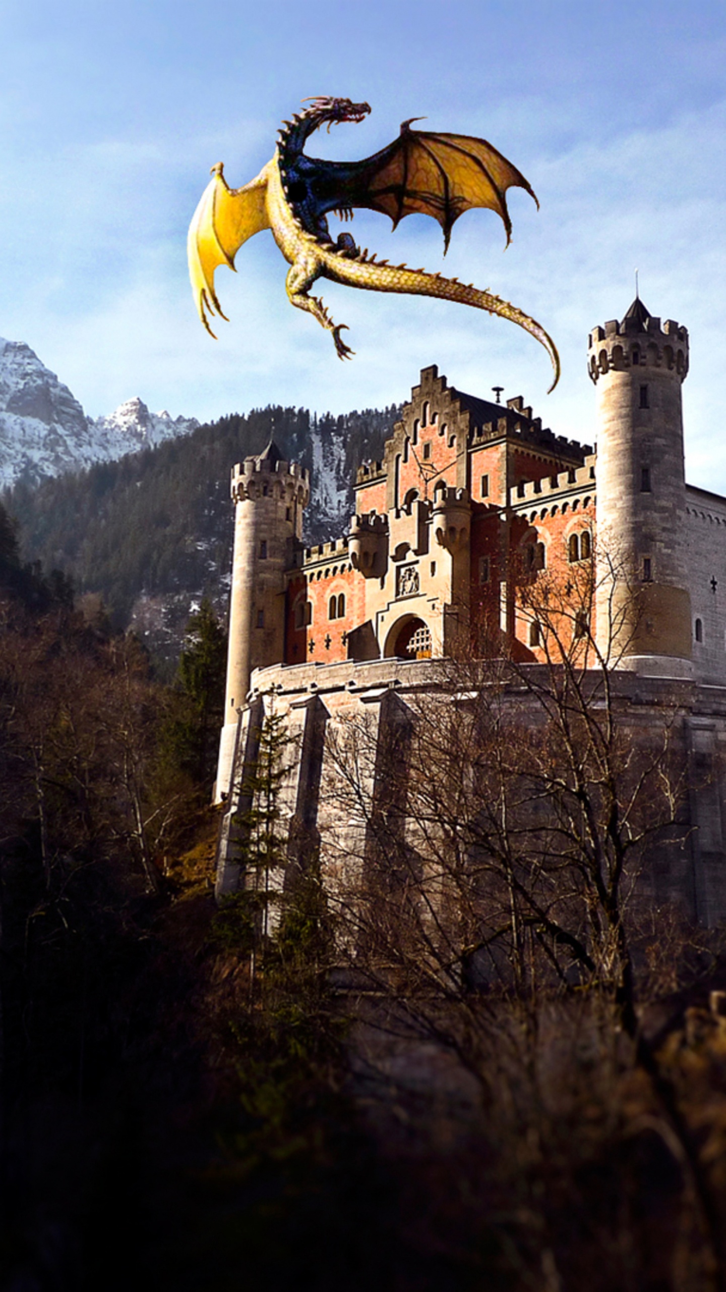 Castillo de Hormigón Blanco y Marrón Cerca de la Montaña Durante el Día. Wallpaper in 1440x2560 Resolution