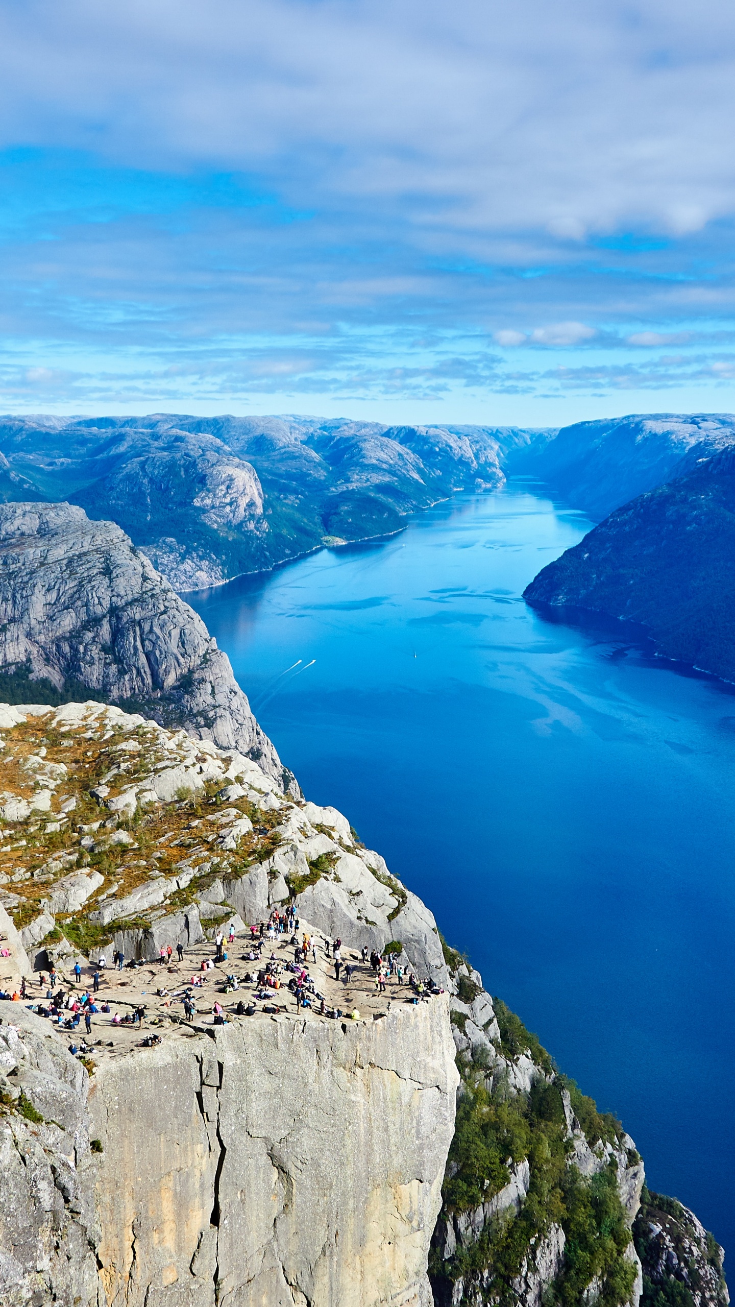 Pulpit Rock, Fjord, Lysefjord, Western Norway, Kjerag. Wallpaper in 1440x2560 Resolution