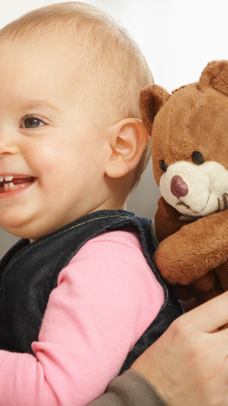 Child, Stuffed Toy, Girl, Ear, Weaning. Wallpaper in 750x1334 Resolution