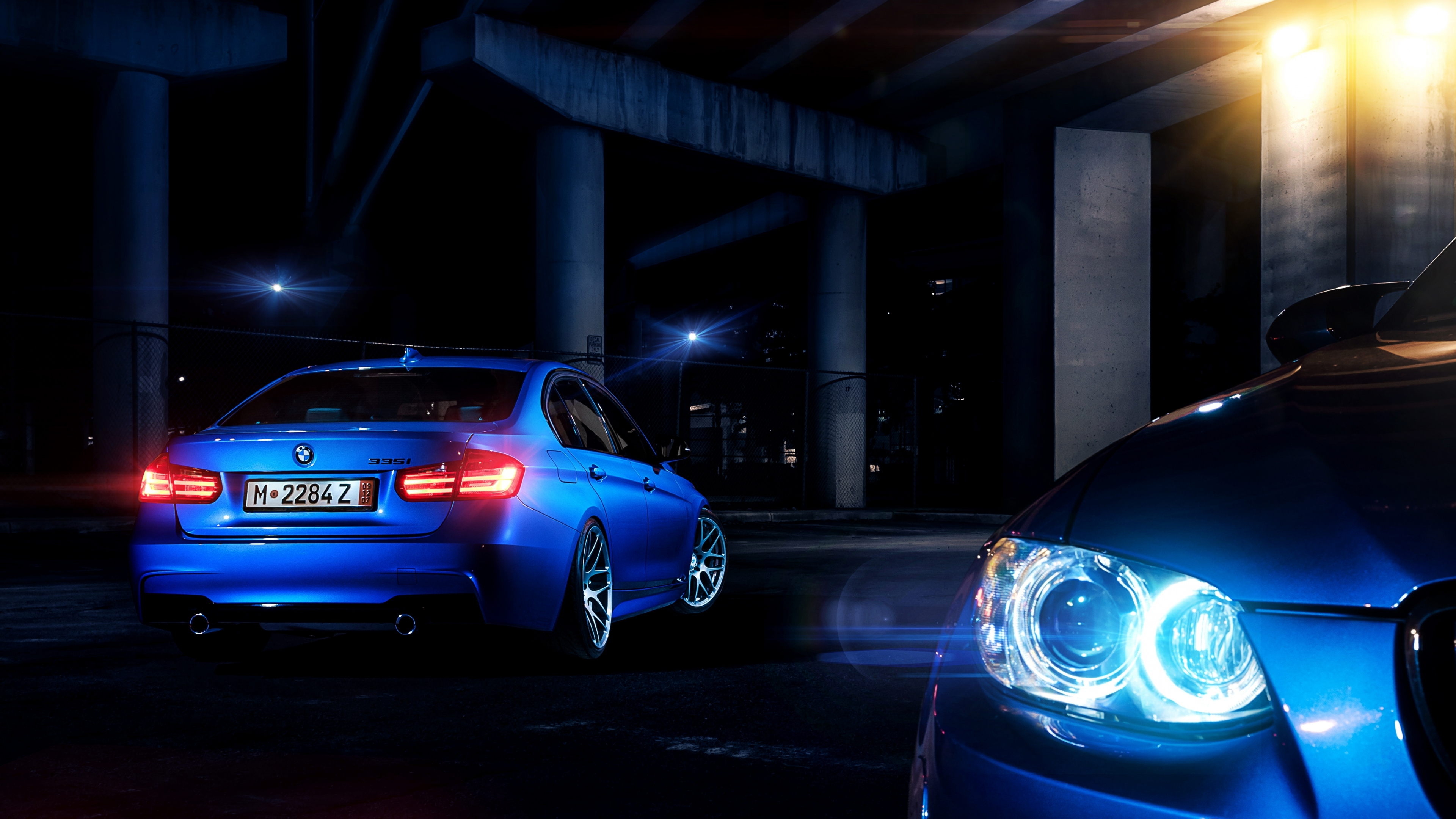 Blue Bmw m 3 Coupe Parked on Parking Lot During Night Time. Wallpaper in 3840x2160 Resolution