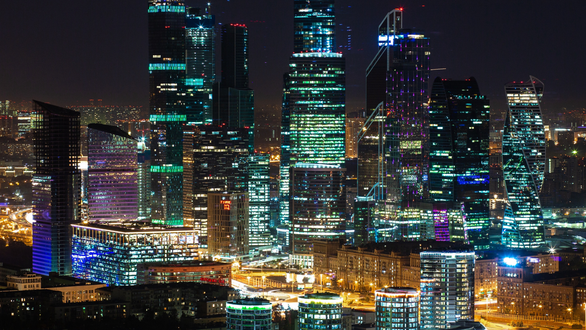 City Skyline During Night Time. Wallpaper in 1920x1080 Resolution