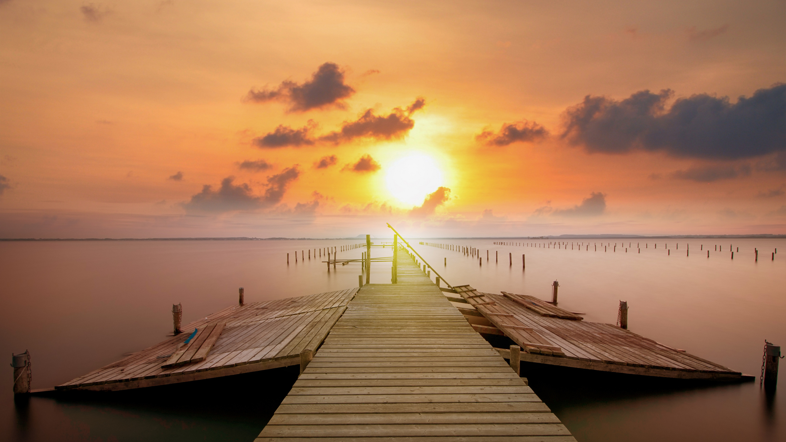 Lever, Nature, Dock, Horizon, Matin. Wallpaper in 2560x1440 Resolution